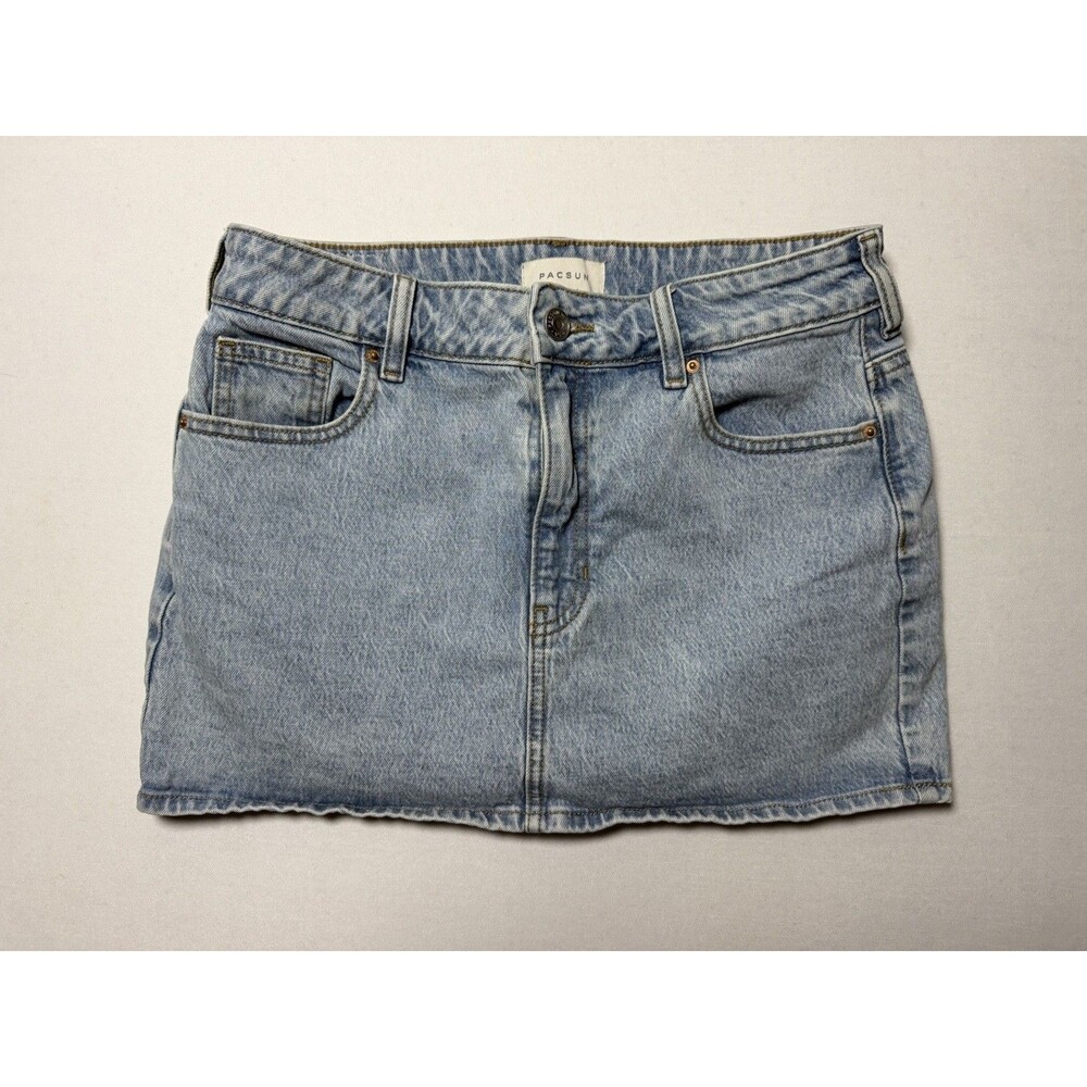 PacSun Skirt Women’s Denim Miniskirt Light Medium Wash Short Jean Skirt Size 27 - Picture 1 of 8